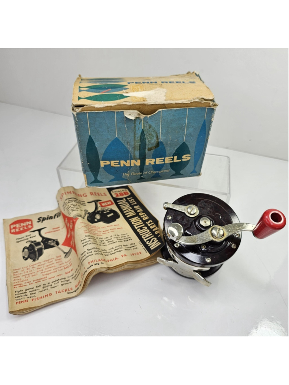 1960s Penn No. 78 Sea-Scamp Fishing Reel w/ Original Box & 1965 Parts Catalog